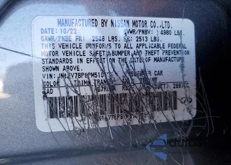 2023 Infiniti Q50 Luxe z USA, uszkodzony, nr VIN JN1EV7BP9PM510525